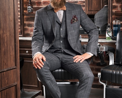 Herren Business Casual dreiteiliger Anzug Karo mit Revers-Weste