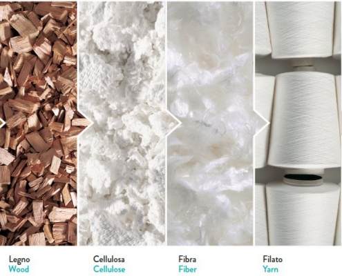 TENCEL™ Lyocell fibres are created through a particularly environmentally friendly industrial process that provides complete reuse of the solvents employed, thus avoiding their dispersion in the environment and saving energy.
