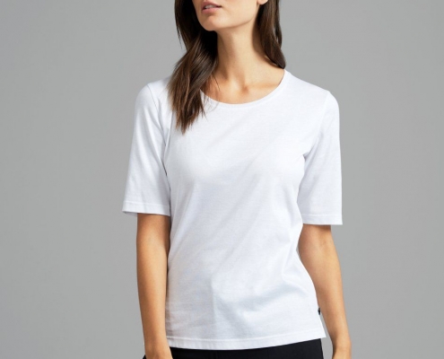 Vam Laack Meisterwerk-T-Shirt für Damen mit Rundhalsausschnitt aus feinstem Swiss Cotton
