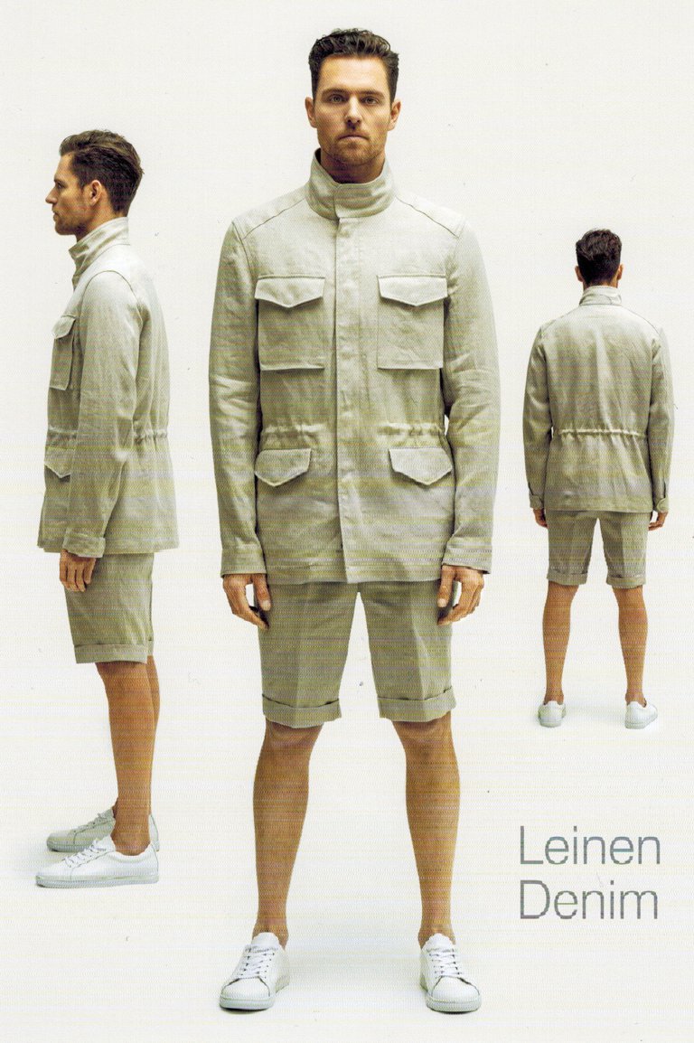 Field-3seitig Field Jacket in Leinenstoff mit schließbarem Sturmkragen und Taillierungskordel